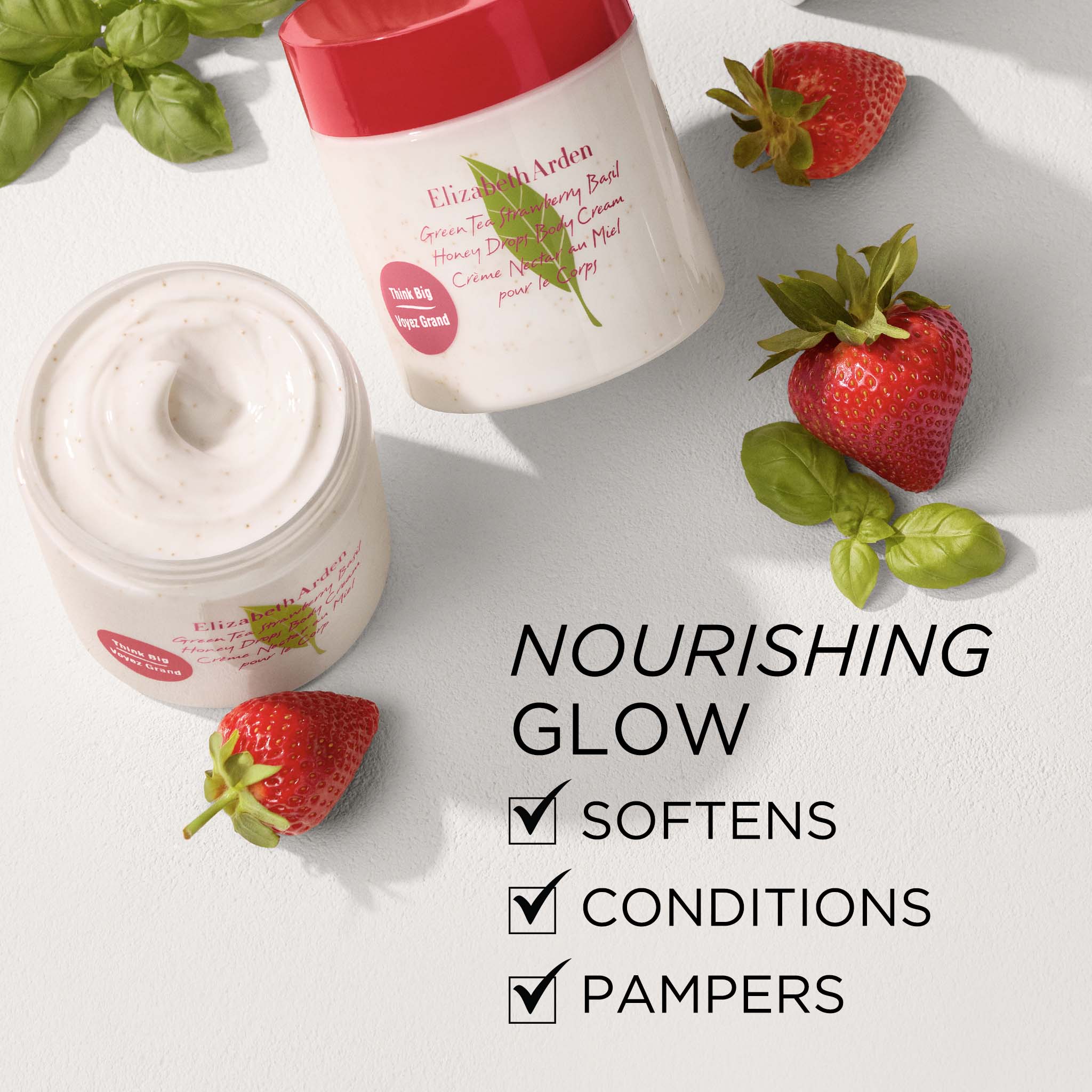 Green Tea Strawberry Basil Honey Drops Body Cream - Image 3